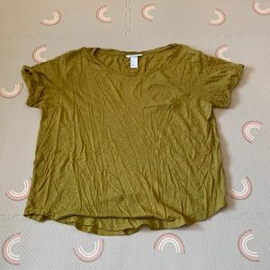 H&M Basic Chartreuse Cotton and Modal T-Shirt